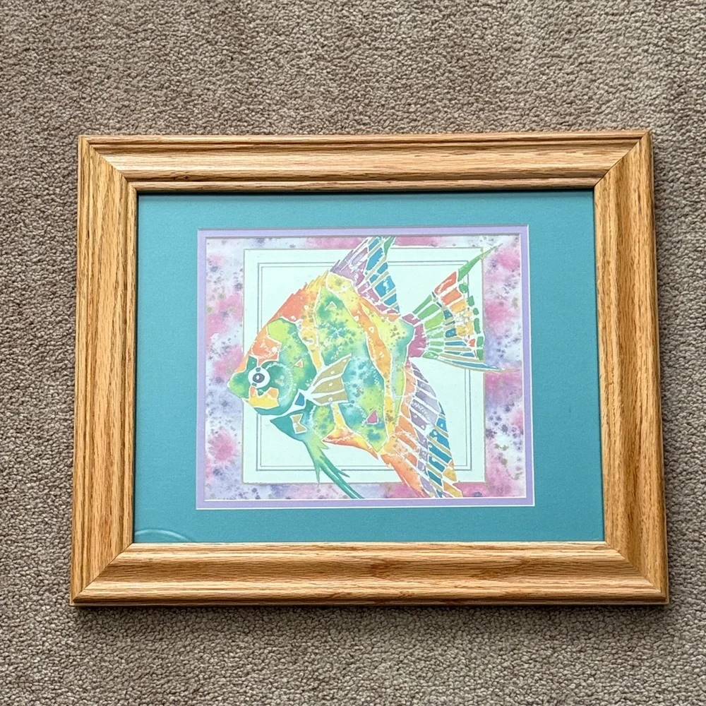 Colorful Fish Art Print in Wooden 17 x 14” Frame